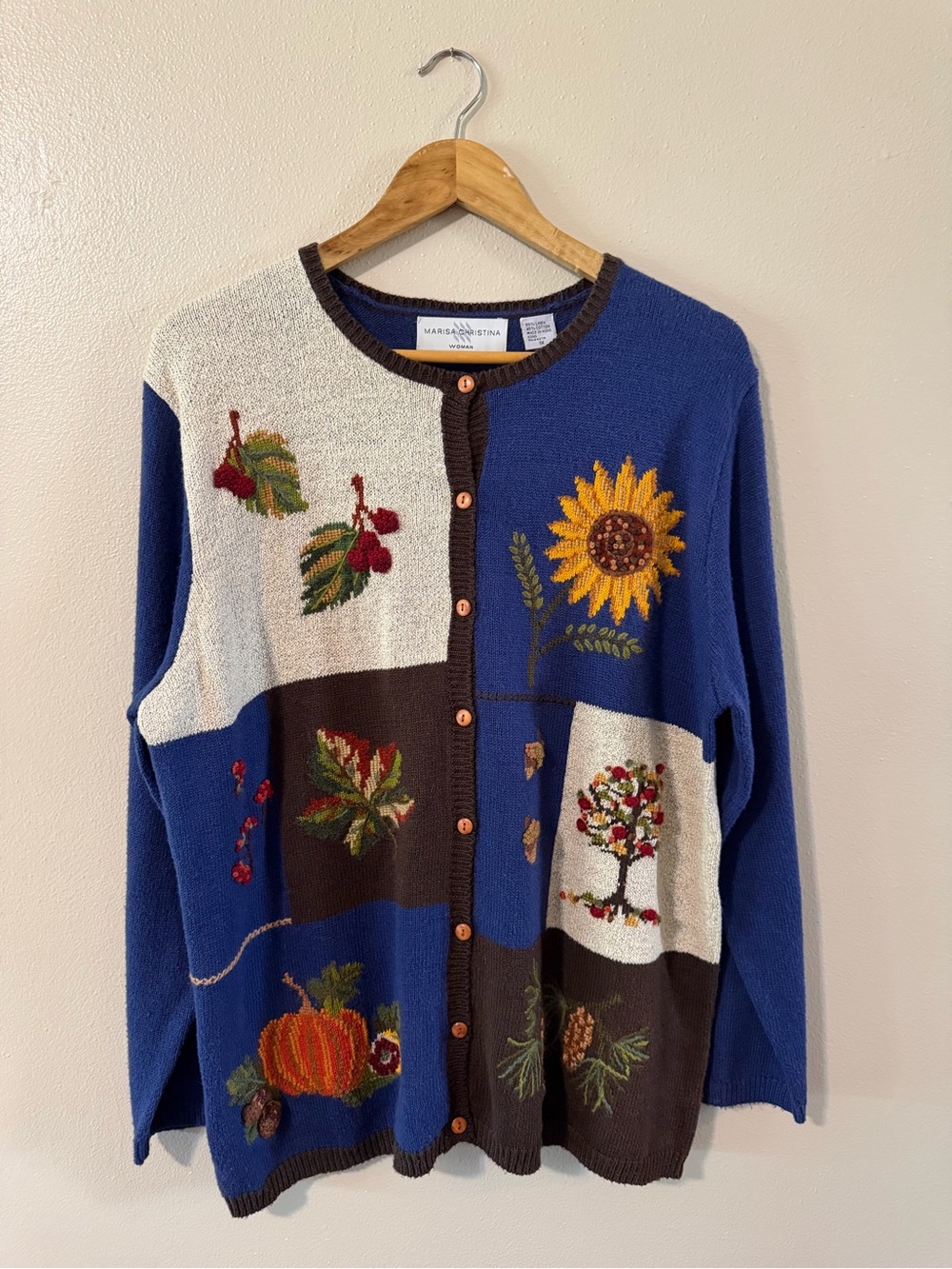 Vintage Fall, Autumn, Pumpkin, Linen Cotton Blend Button Front Cardigan